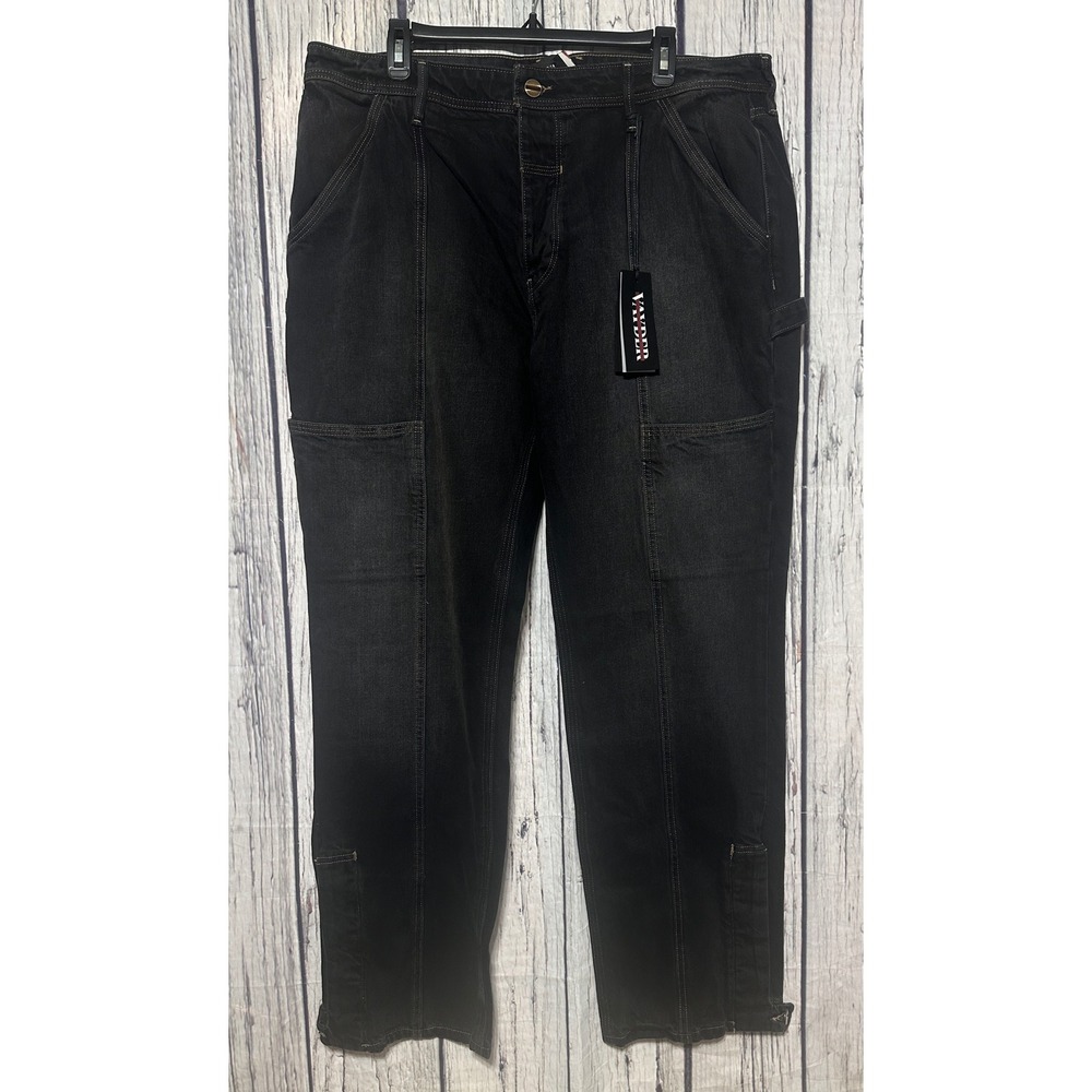 Vayder Carpenter Jeans Bianchi Black Mens‎ Size 38 Button Fly Straight Leg NEW